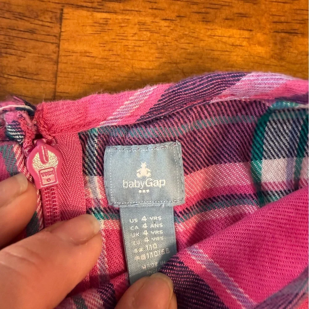 GAP Pink Navy Plaid Dress flannel size 4